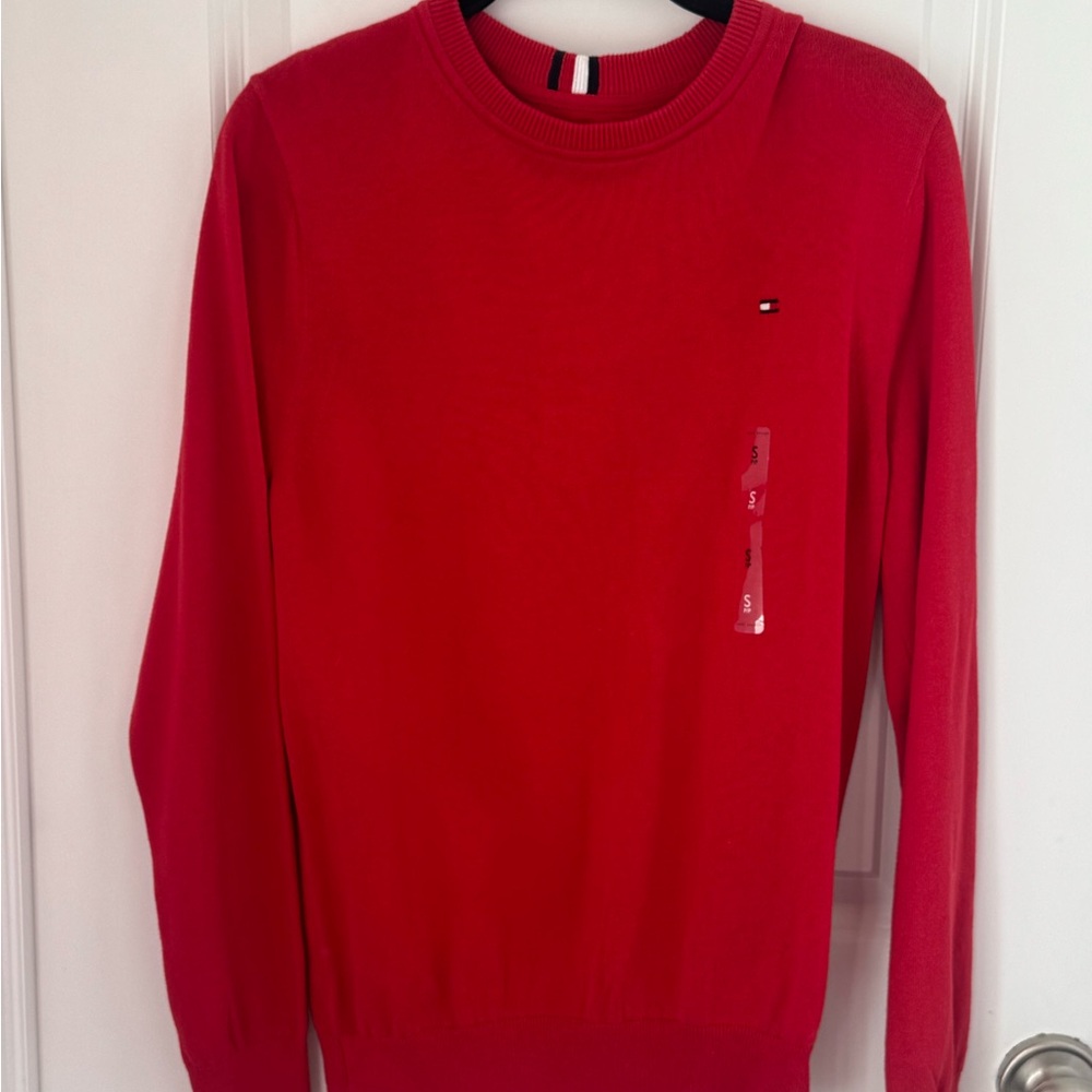 NWT Tommy Hilfiger Vibrant Red Crewneck Sweater Sz Small